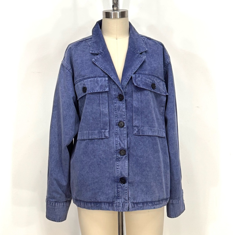 Anine Bing cotton blue lightweight oversized utility jacket. Women Size XS.